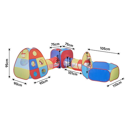 5 in 1 Pop-Up Ball Pit Tunnel Combos with Velcro Balls