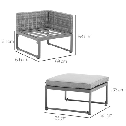 Outsunny 2 Seater Rattan Wicker Adjustable Sofa and Coffee Table Set Outdoor Garden Patio Furniture Lounge Conversation Seat Grey