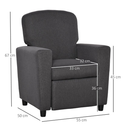 HOMCOM 2 w 1 Sofa Fotel Dziecięcy z Podnóżkiem do Dziecięcego Pokoju, Sypialni, Salonu, 55 x 50 x 67 cm, Szary