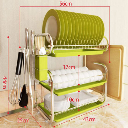 3-Tier Dish Drainer Storage Stand Bowl Plate Dryer Tray
