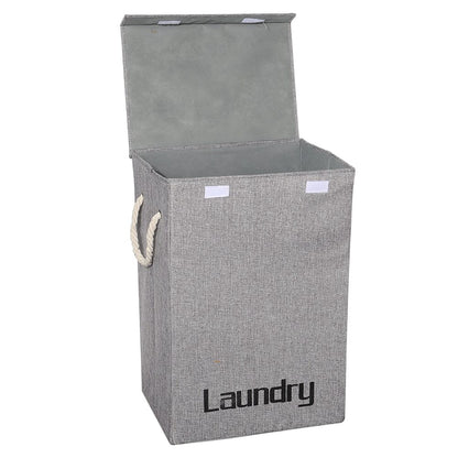 Grey Foldable Linen Laundry Baskets with Lid