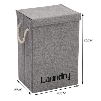 Grey Foldable Linen Laundry Baskets with Lid