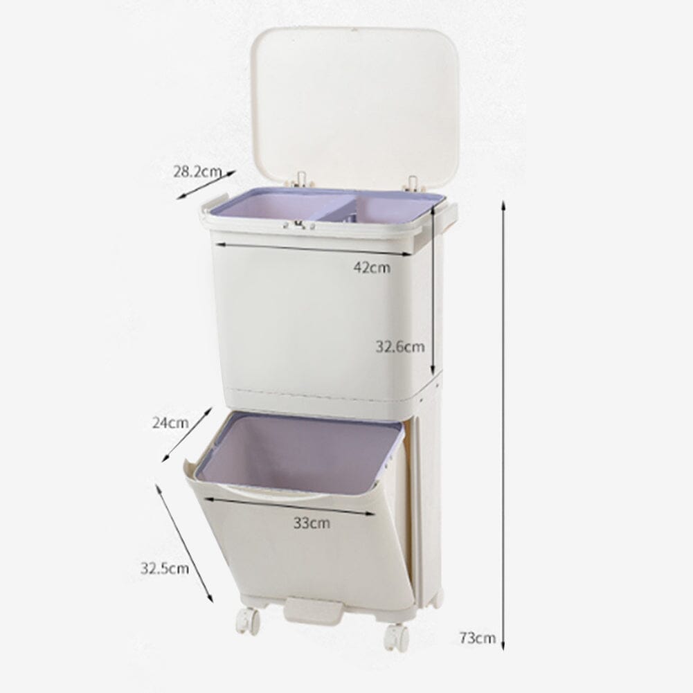 73 cm H White Rubbish Dustbin Recycling Bin Rubbish Trash Home Kitchen