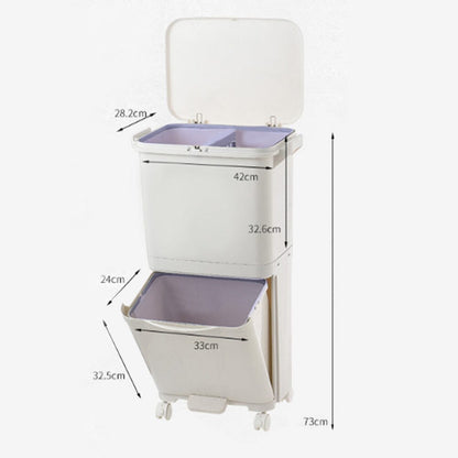 73 cm H White Rubbish Dustbin Recycling Bin Rubbish Trash Home Kitchen