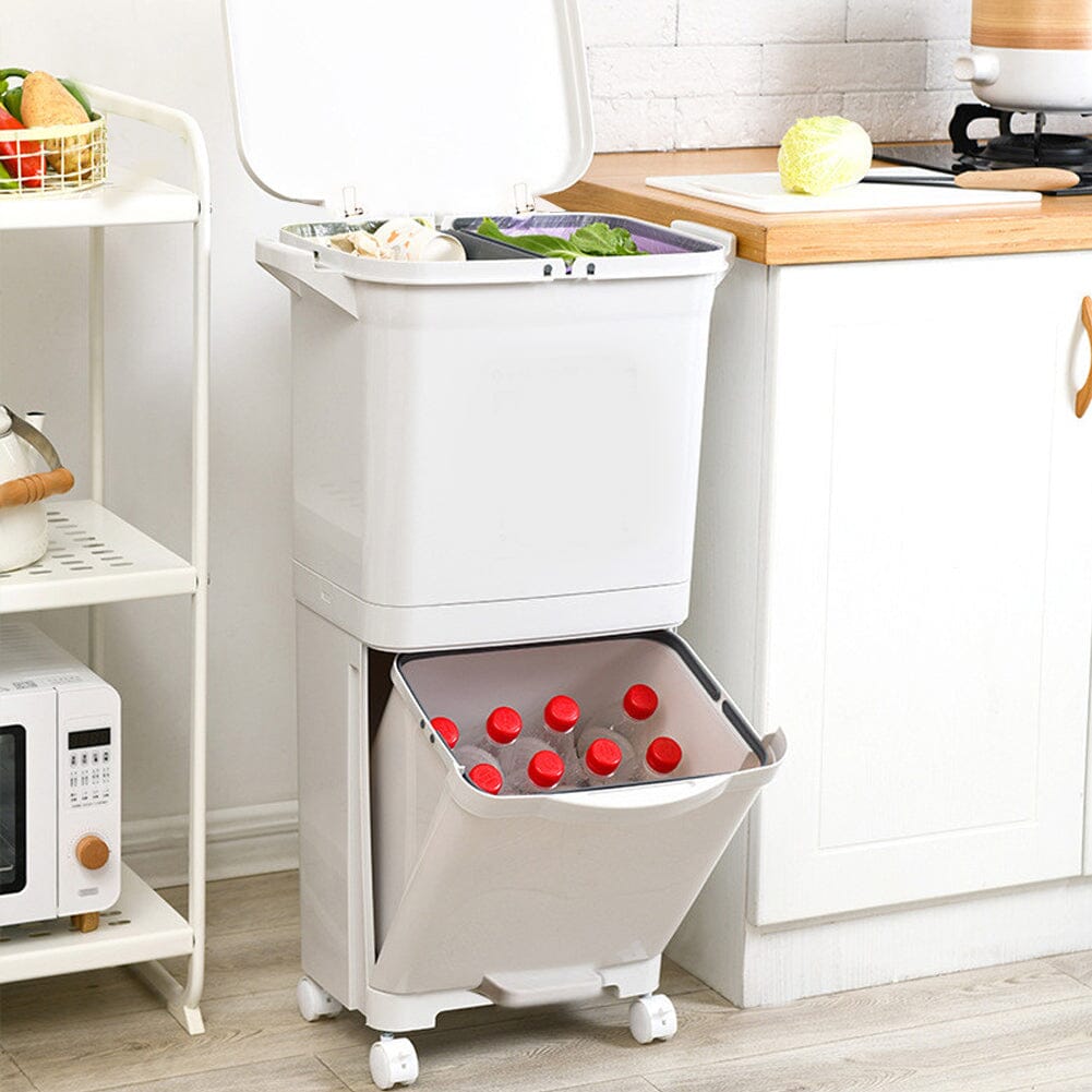 73 cm H White Rubbish Dustbin Recycling Bin Rubbish Trash Home Kitchen