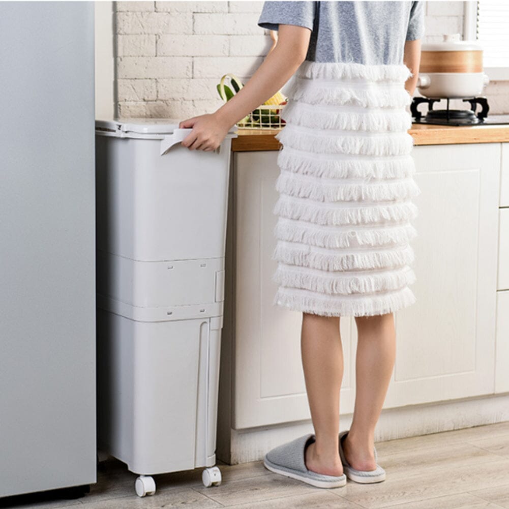 73 cm H White Rubbish Dustbin Recycling Bin Rubbish Trash Home Kitchen