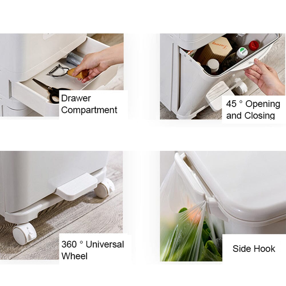 73 cm H White Rubbish Dustbin Recycling Bin Rubbish Trash Home Kitchen