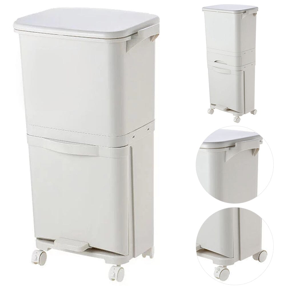 73 cm H White Rubbish Dustbin Recycling Bin Rubbish Trash Home Kitchen