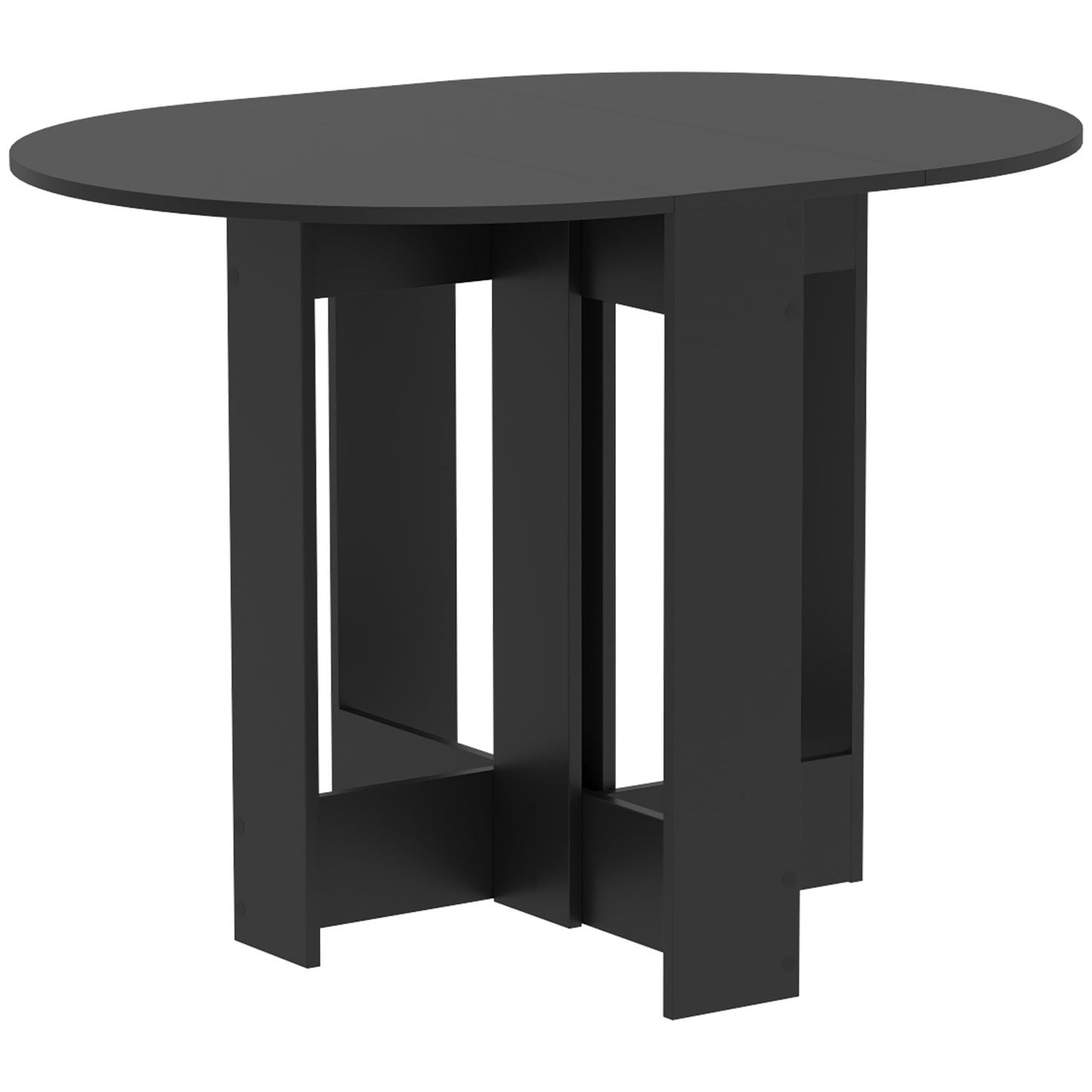 HOMCOM Folding Dining Table, Drop-Leaf Table with Foldable Leaves for Small Spaces, Kitchen, Dining Room, Black