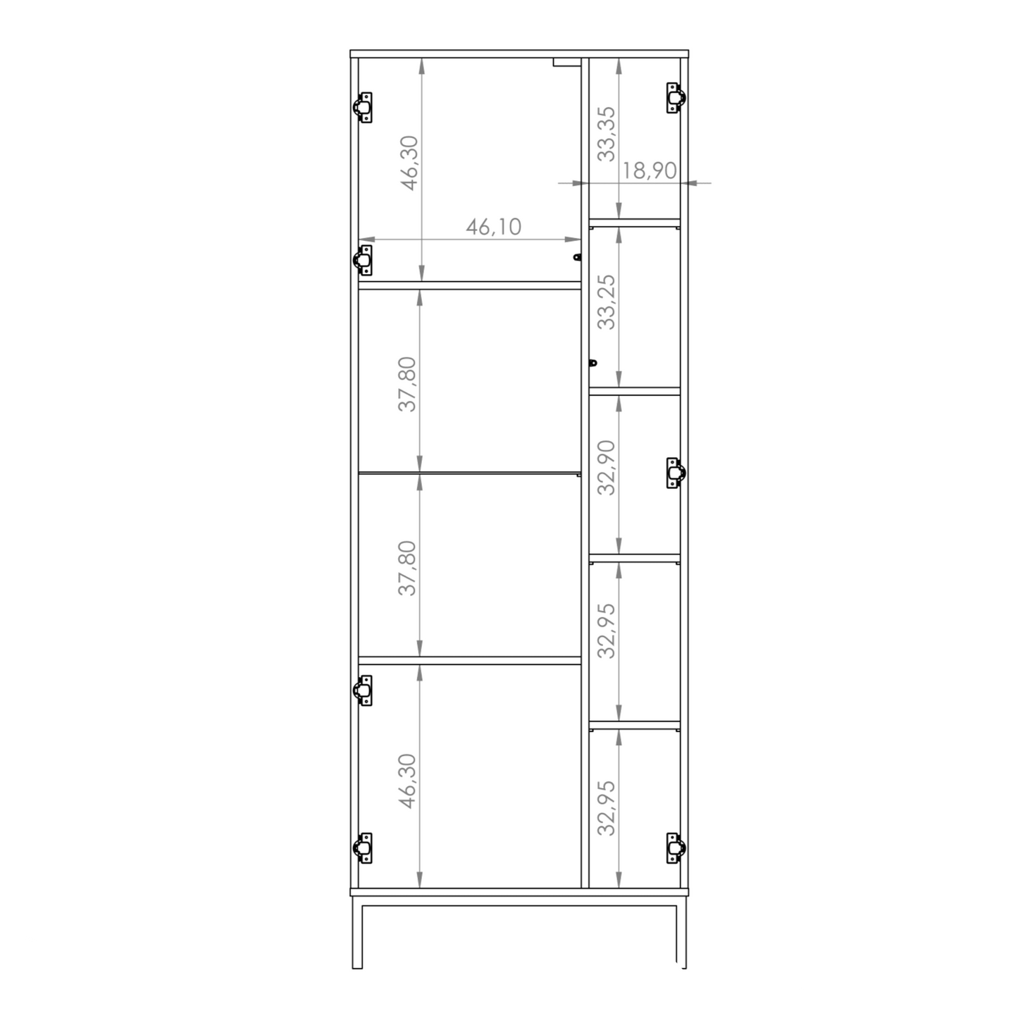 Querty 07 Tall Display Cabinet 70cm