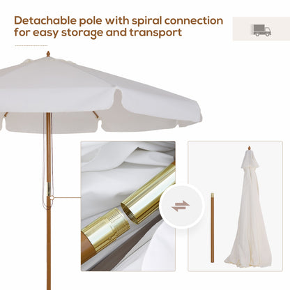 Outsunny 3,3 m Elegancki Drewniany Parasol - Kremowy