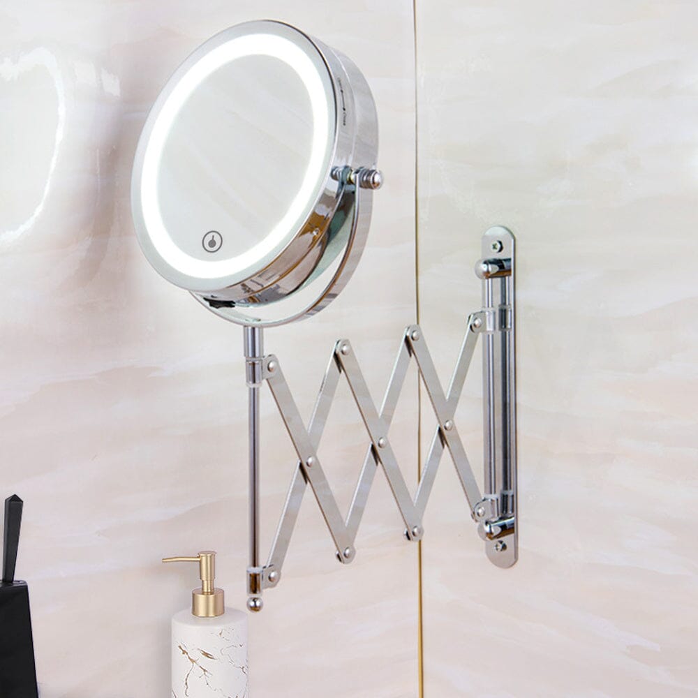 Retractable Mirror with Lamp is Perforation-Free