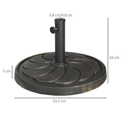 Outsunny 18kg Resin Garden Parasol Base, Round Outdoor Market Umbrella Stand Weight for Poles of _38mm to _48mm, Bronze