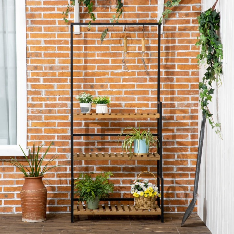 3 Tiered Plant Stand With Hanging Hooks