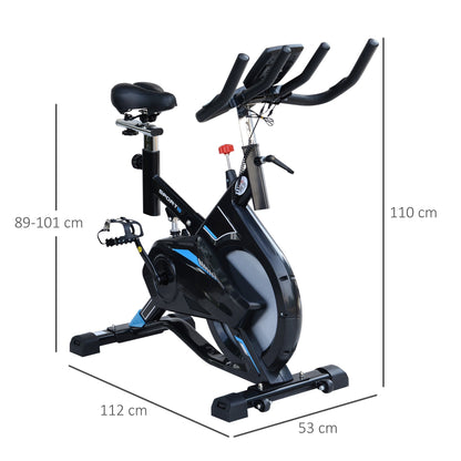 Stationary Exercise Bike w/ iPad Holder, LCD Monitor, Comfortable Seat, Indoor Cycling Training Bike, 13KG Flywheel,  Home Office, Black