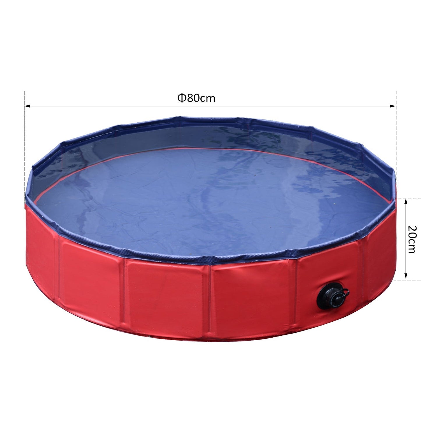 PawHut Pet Swimming Pool, Foldable, 80 cm Diameter-Red