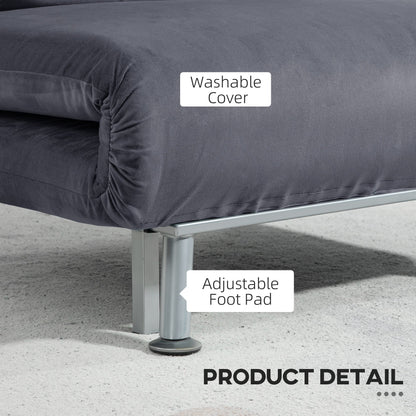 HOMCOM Single Velvet-Feel Sleeper Chair - Dark Grey