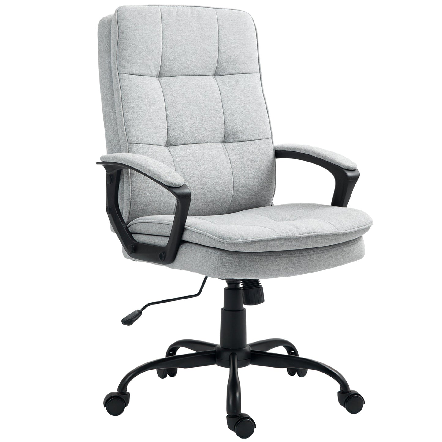 HOMCOM Linen-Look Double-Padded Office Chair - Grey