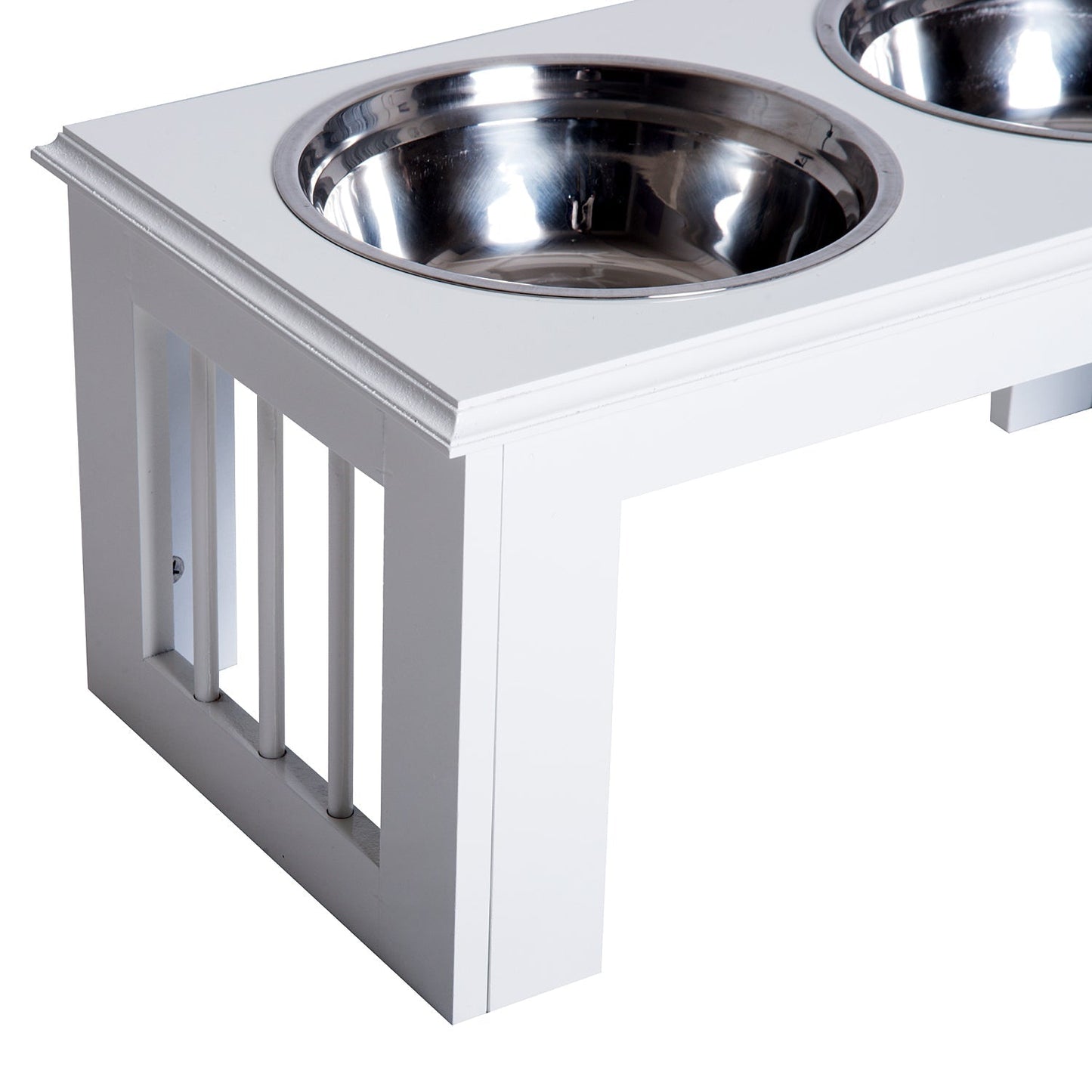 Pawhut Stainless Steel Pet Feeder, 58.4Lx30.5Wx25.4H cm-White