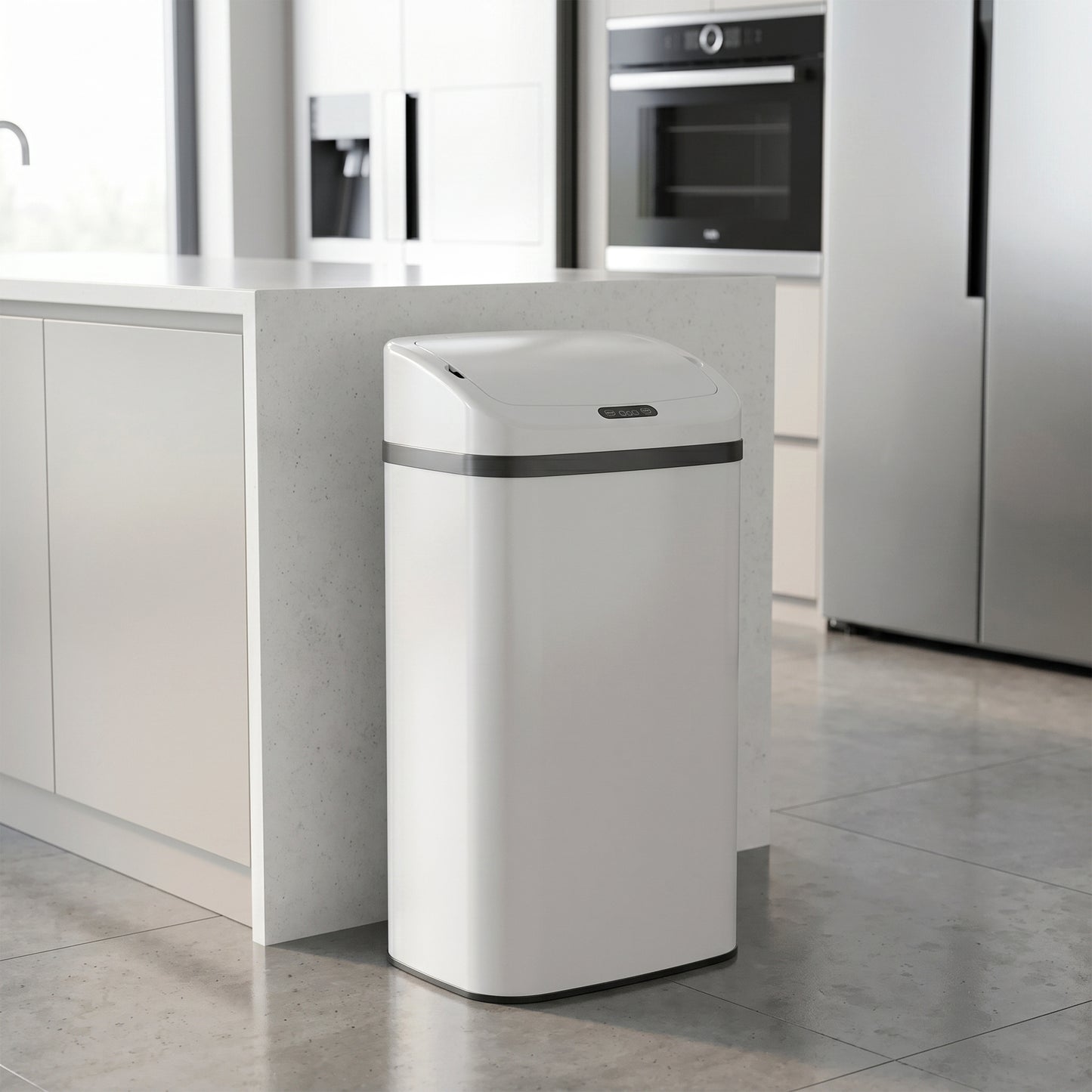 HOMCOM 48L Stainless Steel Sensor Bin - White