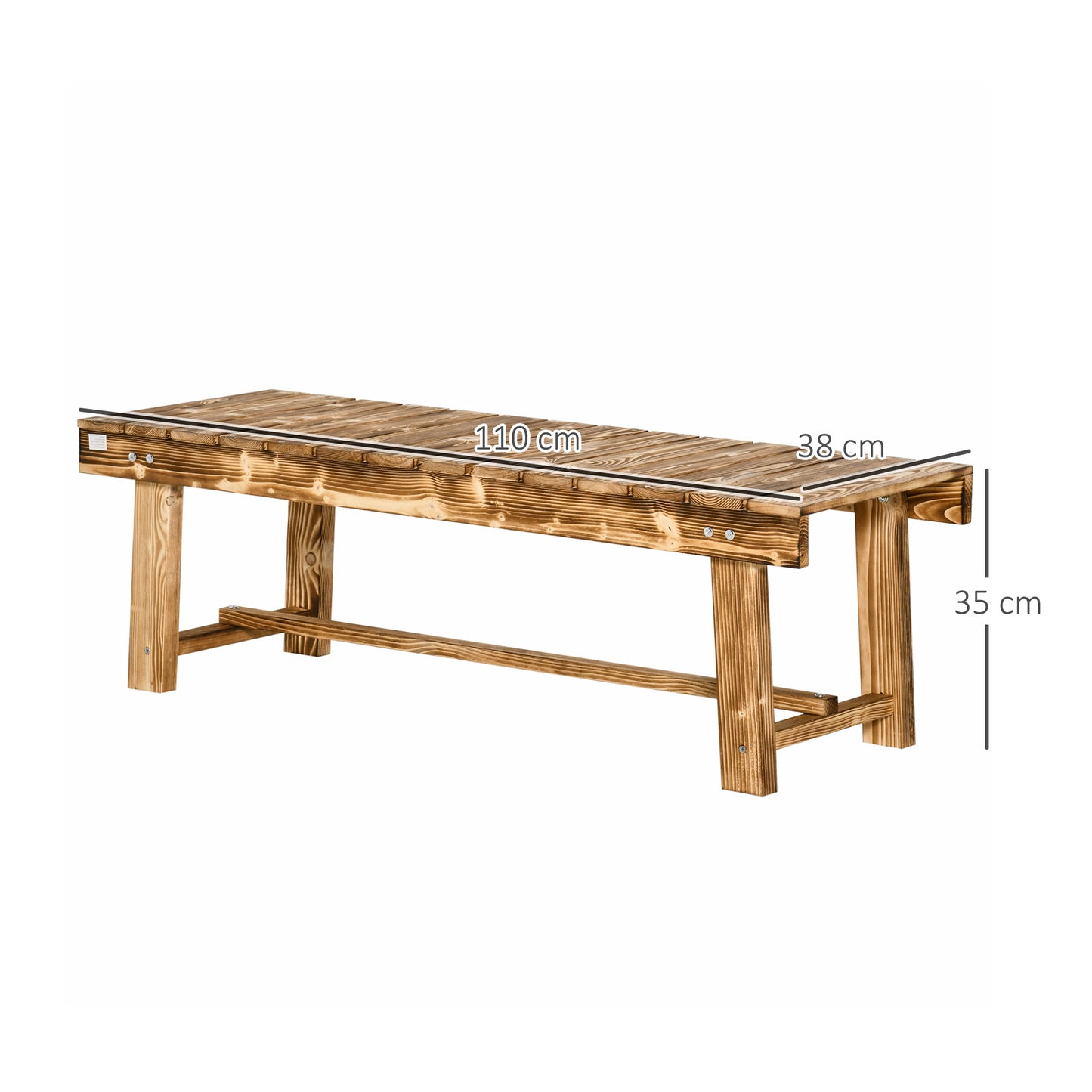 Outsunny 3-częściowa 2-osobowa ławka ogrodowa do użytku wewnątrz i na zewnątrz, drewniana, jodła, dwuosobowa, 110 dł. x 38 szer. x 35 wys. cm, karbonizowana