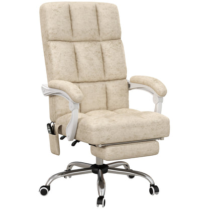 Vinsetto Massage Office Chair, Ergonomic Desk Chair, Comfy Work Study Chair with Heat, Padded Seat, 135  Reclining Back and Footrest for Home Office, Beige