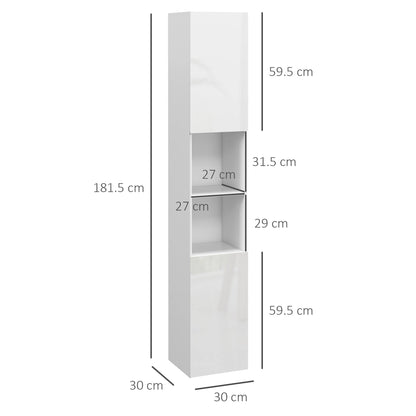Szafka łazienkowa Kleankin Multi-Storage Slim - wysoki połysk, biel