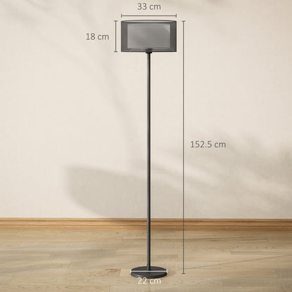 HOMCOM Floor Lamp for Living Room, Modern Standing Lamp with Double Layer Shade & Foot Switch, Minimalist Tall Pole Lampshade for Bedroom, Office, Black