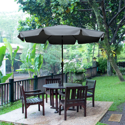 Outsunny 2.66m Patio Umbrella Garden Parasol Outdoor Sun Shade Table Umbrella with Ruffles, 8 Sturdy Ribs, Charcoal Grey