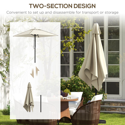 Outsunny Patio Parasol Umbrella with Vent, Garden Market Table Umbrella Sun Shade Canopy with Piping Side, Beige