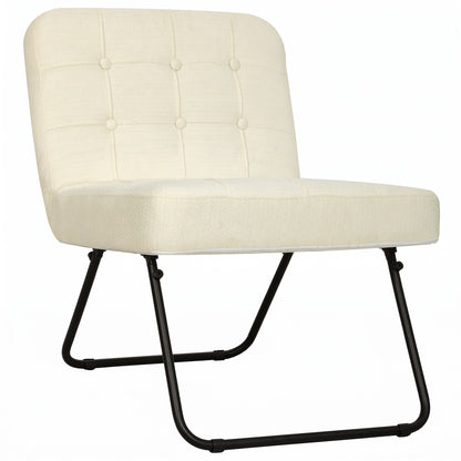 HOMCOM Modern Accent Chair, Foldable Chenille Upholstered Lounge Chair with Backrest, Wide Seat, Cream