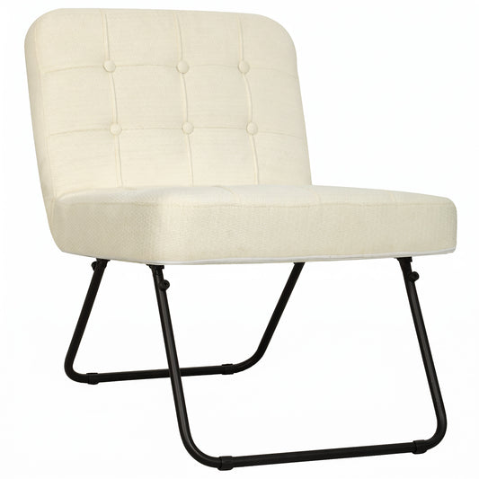 HOMCOM Modern Accent Chair, Foldable Chenille Upholstered Lounge Chair with Backrest, Wide Seat, Cream