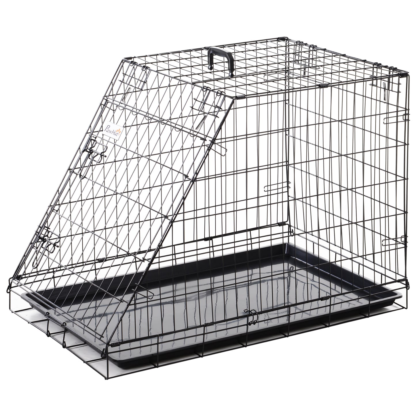 Pawhut Trapeze składana klatka podróżna dla psa i zwierzęcia domowego z wyjmowaną tacką 93 x 58 x 65 cm
