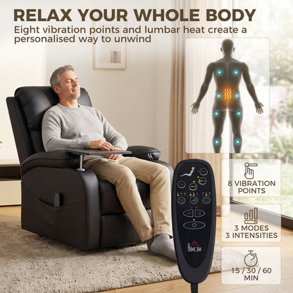 HOMCOM Riser Recliner Chair with Massage and Heat, Electric Lift Recliner Armchair for Elderly, with Side Table, Black