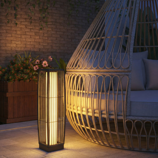 Outsunny Solar Rattan Floor Lamp in Dark Grey, image 2
