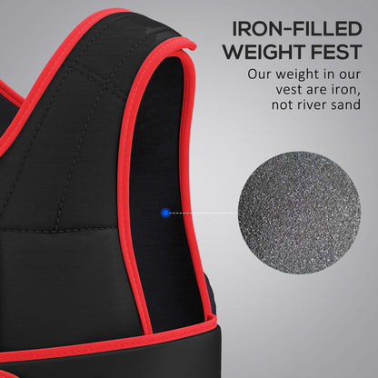 HOMCOM 20kg Weighted Vest, Adjustable Running Weight Vest with 38 Weight Bags for Men or Women Cardio Exercise, Black and Red