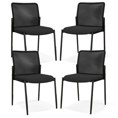 Waiting Room Chair Set of 4 with Ergonomic Mesh Backrest and Padded Seat-Black