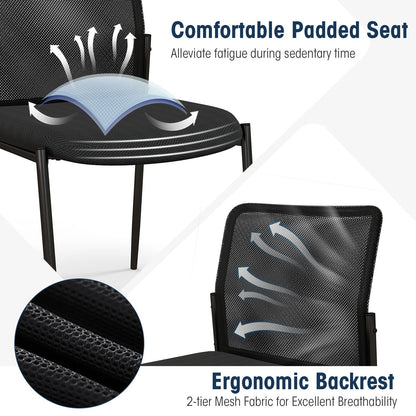 Waiting Room Chair Set of 4 with Ergonomic Mesh Backrest and Padded Seat-Black