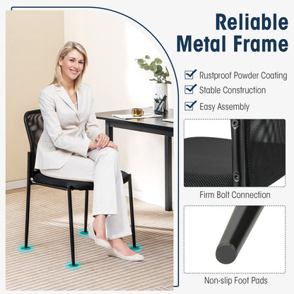 Waiting Room Chair Set of 4 with Ergonomic Mesh Backrest and Padded Seat-Black