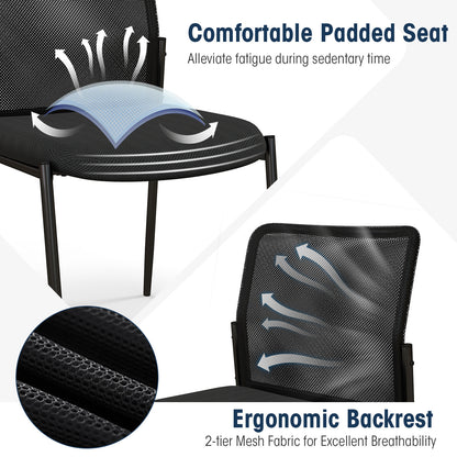 Waiting Room Chair Set of 6 with Ergonomic Mesh Backrest and Padded Seat-Black