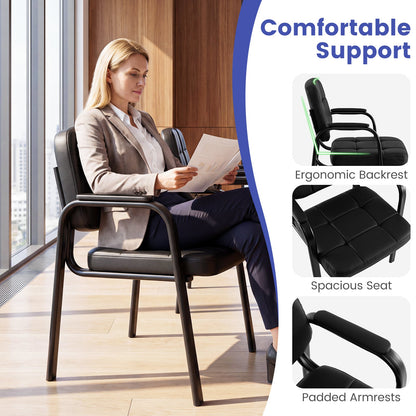 Waiting Room Guest Chairs Set of 2 with Padded Armrests for Conference Room-Black