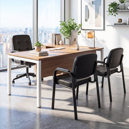 Waiting Room Guest Chairs Set of 4 with Padded Armrests-Black