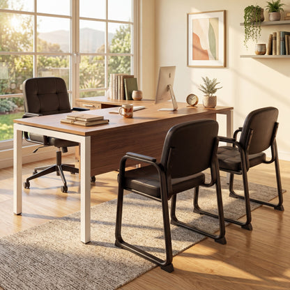 Waiting Room Guest Chairs Set of 4 with Sled Base for Conference Room-Black