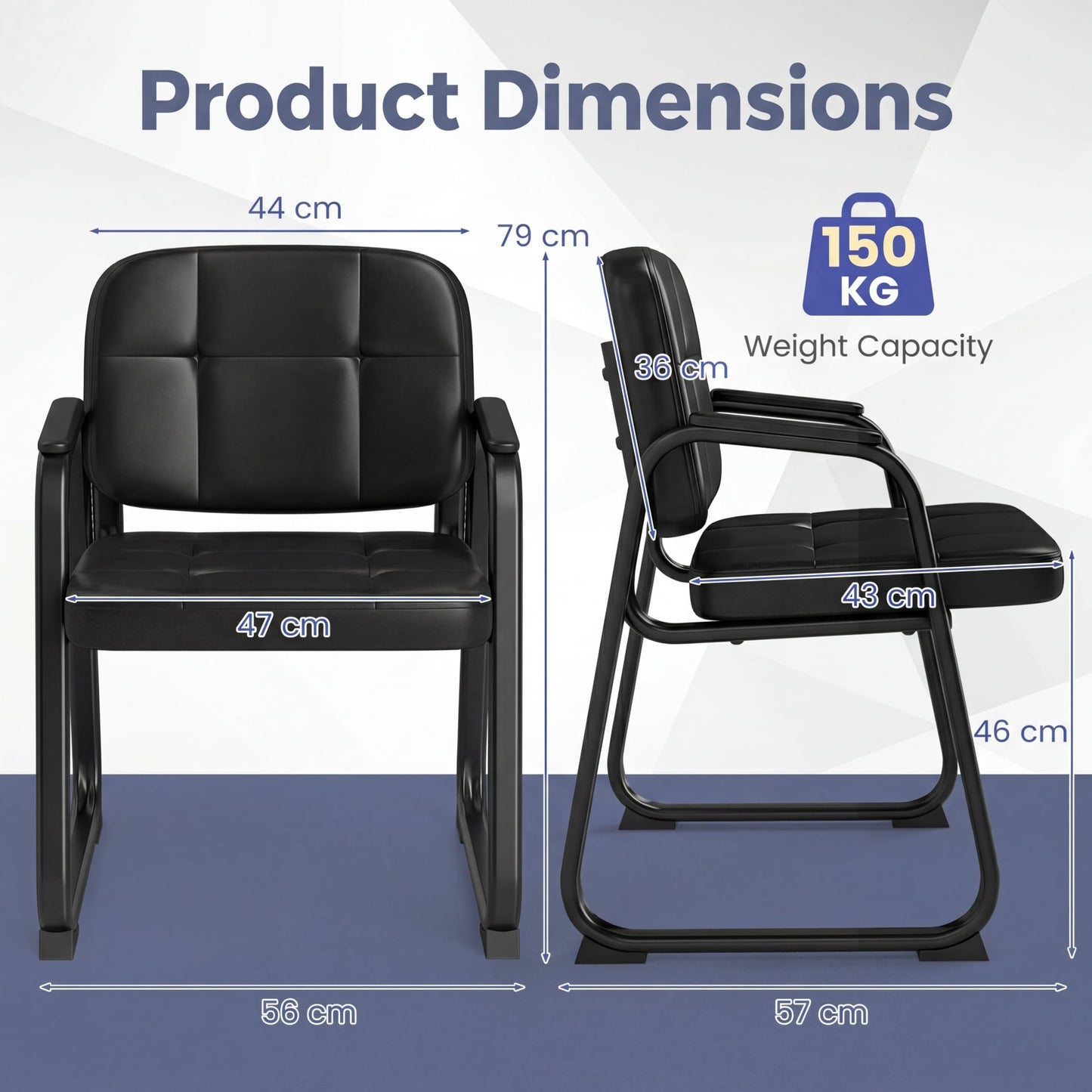 Waiting Room Guest Chairs Set of 4 with Sled Base for Conference Room-Black