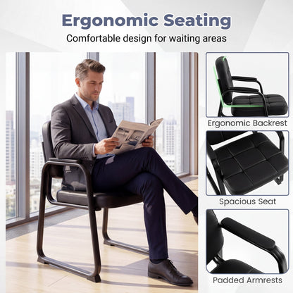 Waiting Room Guest Chairs Set of 4 with Sled Base for Conference Room-Black