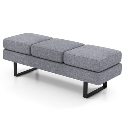 Waiting Room Bench Seating with 3 Seats and Metal Frame Leg-Grey