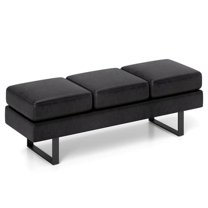 Waiting Room Bench Seating with 3 Seats and Metal Frame Leg-Black