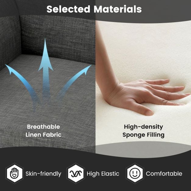 Fabric/Velvet Waiting Room Chair with Padded Armrests-Grey