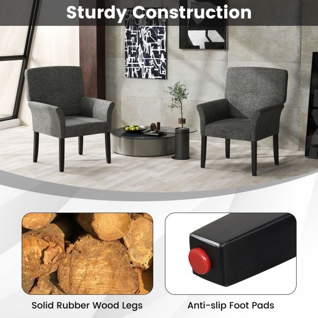 Fabric/Velvet Waiting Room Chair with Padded Armrests-Grey