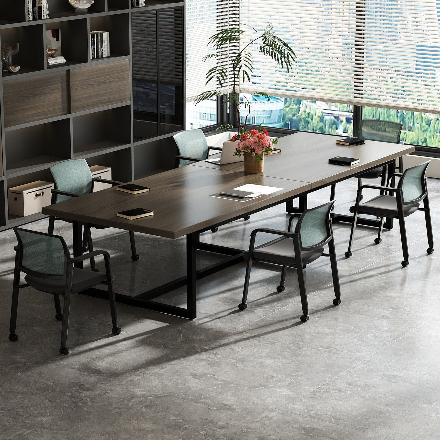 Waiting Room Chairs Set of 2 with Armrests and Wheels-Grey